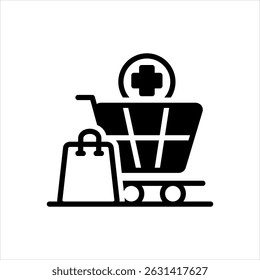 Vector solid black icon for seamless shopping