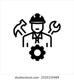 Vector solid black icon for skilled builder