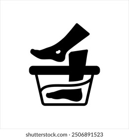 Vector solid black icon for soak feet