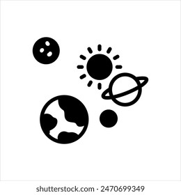 Vector solid black icon for solar system