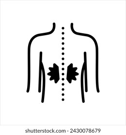 Vector solid black icon for spinal stiffness