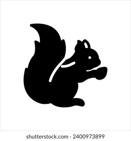 Vector solid black icon for squirrel