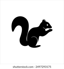 Vector solid black icon for squirrel