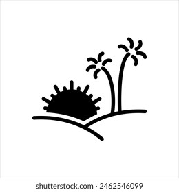 Vector solid black icon for sunset