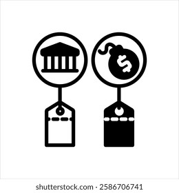 Vector solid black icon for tax debt