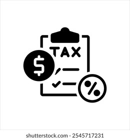 Vector solid black icon for taxation