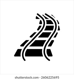Vector solid black icon for train lines