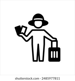 Vector solid black icon for vacationer