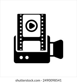 Vector solid black icon for video production