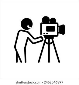 Vector solid black icon for videography