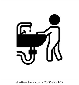 Vector solid black icon for wash basin
