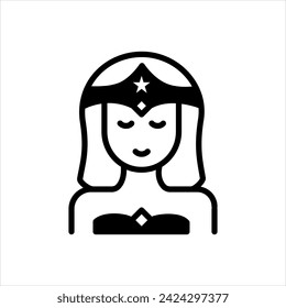 Vector solid black icon for Wonder women