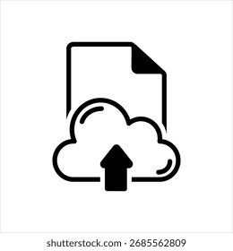 Vector solid black line icon for upload