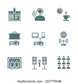 vector solid grey color conference theme icons 