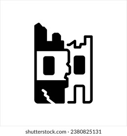 Vector solid icon for destroyed