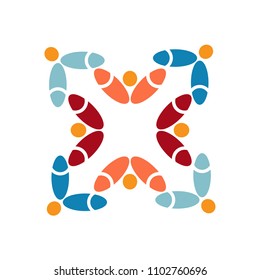 Vector solid and optimistic teamwork logo template,reunion vector logo,initial X logo
