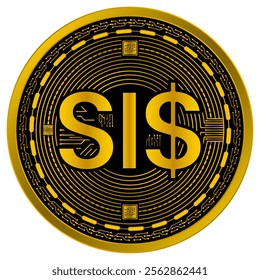 Vector of Solomon Islands Dollar Digital Currency in gold and black colors on a white background.