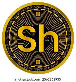 Vector of Somali Shilling Digital Currency in gold and black colors on a white background.