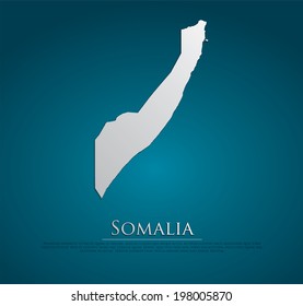 vector Somalia Map card paper on blue background, high detailed