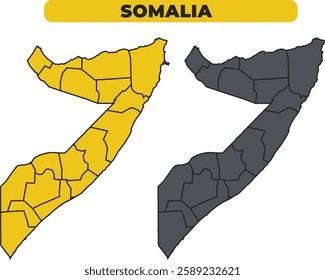 Vector Somalia outline illustration map set