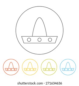 Vector sombrero line icon. Illustration of a mexican hat. Symbol of Mexico. Tourism at America