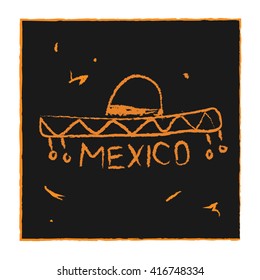 Vector sombrero, logo for mexican restaurant, national park, banner. Hand-drown vector illustration