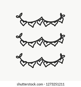Vector of some banners, buntings, borders and dividers for your notes or whatever you want done by hand. Forms of heart