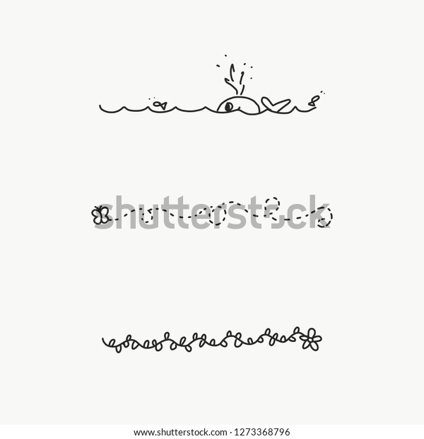 Vector of some\
banners, buntings, borders and dividers for your notes or whatever\
you want done by hand. Shaped like a whale in the sea and fish\
jumping. A butterfly and a\
flower
