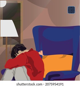 vector of someone depressed and feeling alone