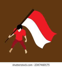 vector someone is holding a flag