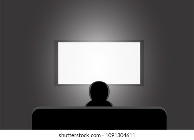 Vector Of Someone Watching Television At Night.