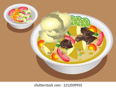 Vector -  Soto Betawi, Beef Soup with Coconut Milk From Jakarta