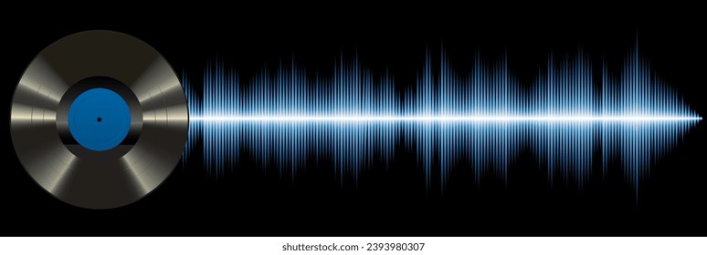 vector sound diagram and LP record, abstract music background