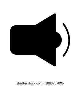 Icono de sonido vectorial, símbolo del altavoz aislado en fondo blanco. escuchando música, el concepto de volumen está apagado. Ola de audio. Estilos planos para diseños gráficos, logotipos, sitios web, medios sociales, interfaz de usuario, móviles a