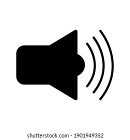 Icono de sonido vectorial, símbolo del altavoz aislado en fondo blanco. escuchando música, el concepto de volumen está apagado. Ola de audio. Estilos planos para diseños gráficos, logotipos, sitios web, medios sociales, interfaz de usuario, móviles a