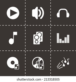 Vector sound icons set on black background