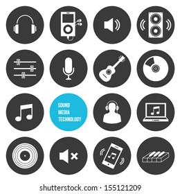 Vector Sound Media and Technology Icons