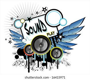 Vector Sound and music frame.
