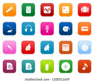 Vector Sound Music Icons Set, Radio Music Studio Instruments And Equipment