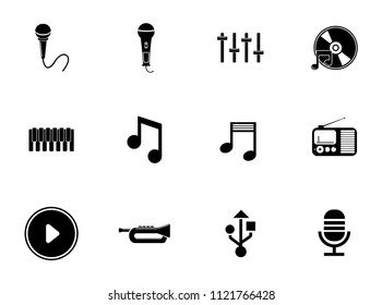 vector sound music icons set - audio, sound and musical equipment. instruments illustrations. 