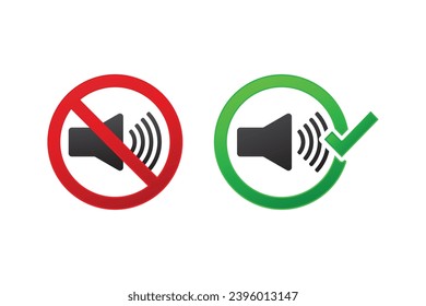 vector sound on and off green and red buttons silhouette icon