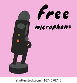 	Vector Sound recording microphone, handwritten inscription free microphone