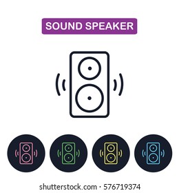 Vector sound speakerr icon.  Simple thin line icon for websites, web design, mobile app, infographics.