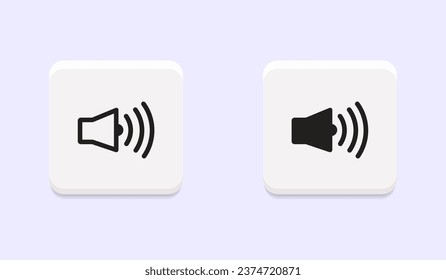 Vector sound or volume symbol in neumorphism buttons or neumorphic style