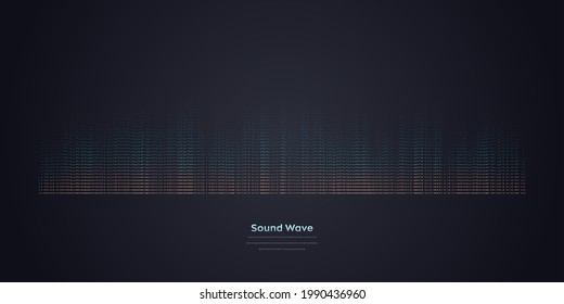 Vector sound wave. Abstract colorful digital equalizer. Audio wave graph of frequency and spectrum vector illustration on dark background.
