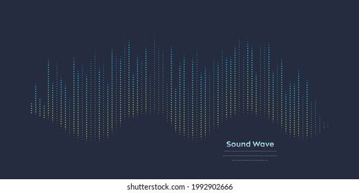 Ola de sonido vectorial. Resumen del ecualizador digital colorido. Gráfica de ondas de audio de la ilustración del vector de frecuencia y espectro en el fondo oscuro.