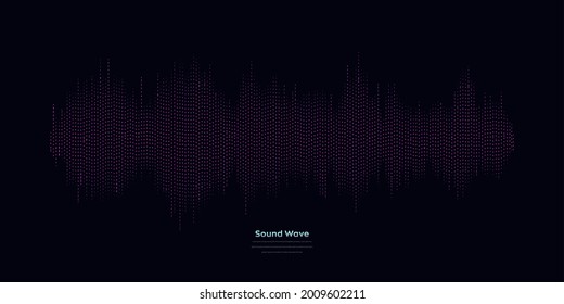 Vector sound wave. Abstract colorful digital equalizer. Audio wave graph of frequency and spectrum vector illustration on dark background.