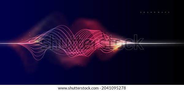 Vector sound wave. Abstract colorful digital\
equalizer. Audio wave graph of frequency, vector illustration on\
dark background