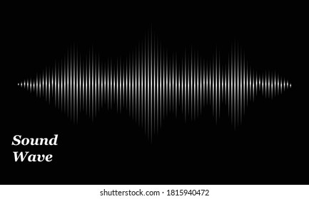 Vector sound wave. Abstract music pulse background. Audio track wave graph of frequency isolated on black background.