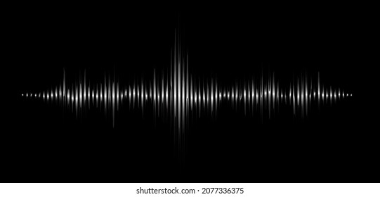 Vector sound wave. Abstract music pulse background. Audio track wave graph of frequency and spectrum isolated on black background.